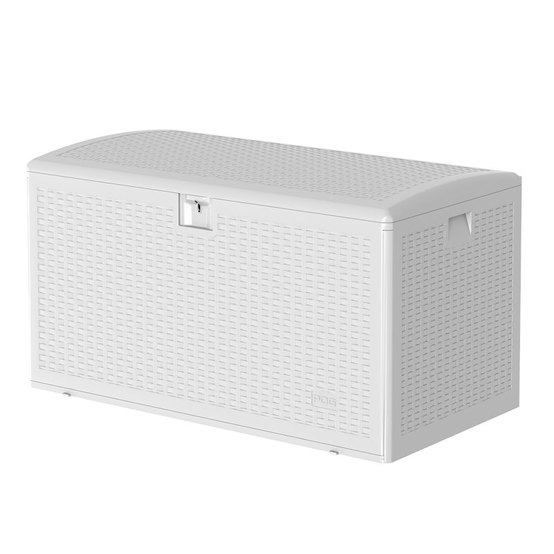 73 Gallon Large Resin Deck Box, Lockable Indoor Outdoor Storage Container, White