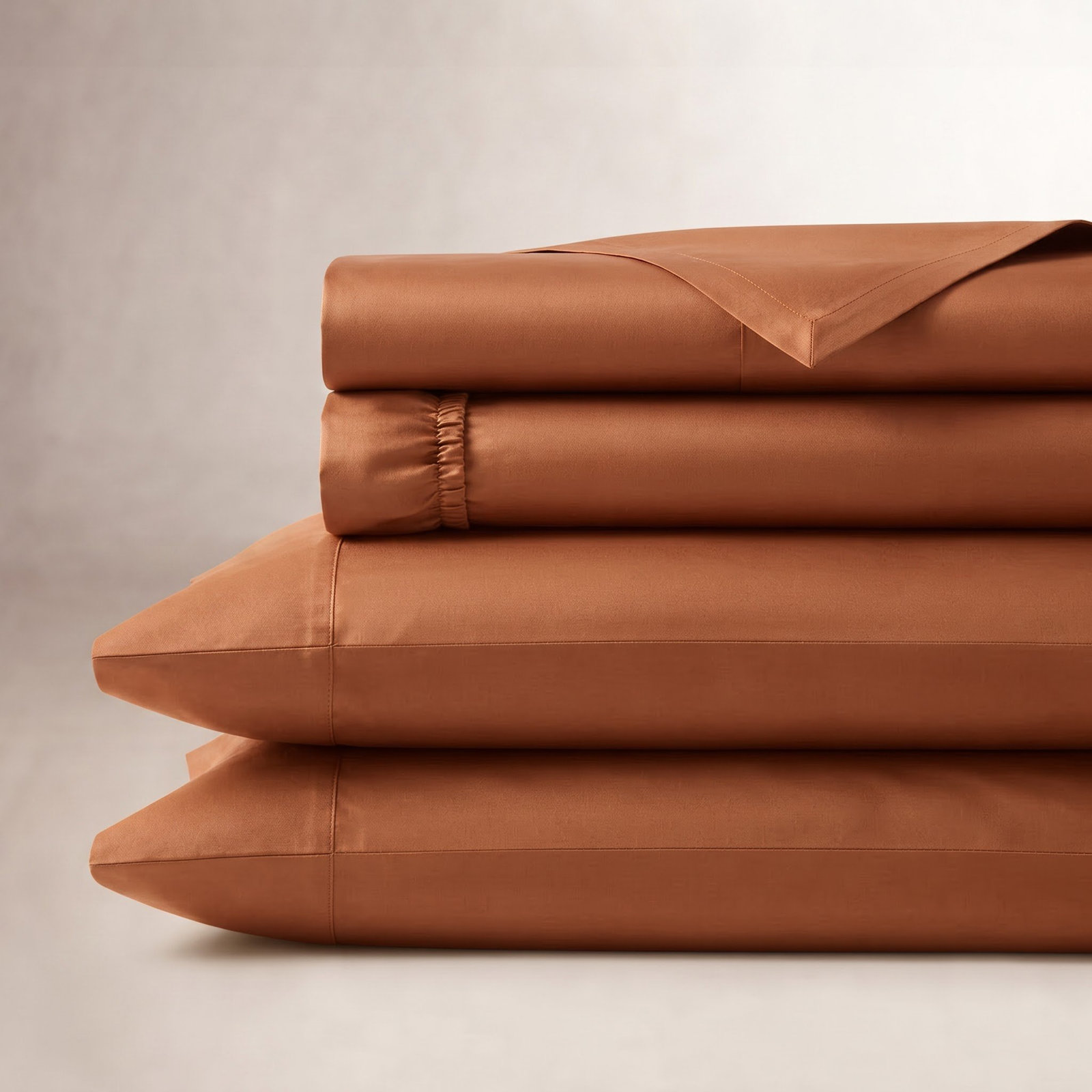 Cotton Blend Sheet Set, Queen Sheet Set with 1Fitted Sheet and2Pillowcases, Terracotta