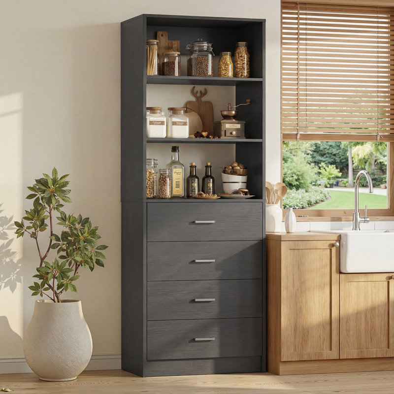Garde-manger 80 po avec tiroirs H 80 po, Noir