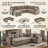 109.9"Chenille Sectional Sofa Bed U-Shaped Brown
