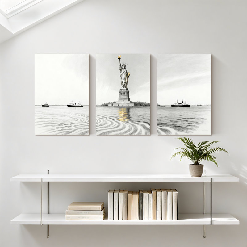 Statue de la liberté, ensemble de 3 impressions d'art sur toile, H 18 po x l 36 po