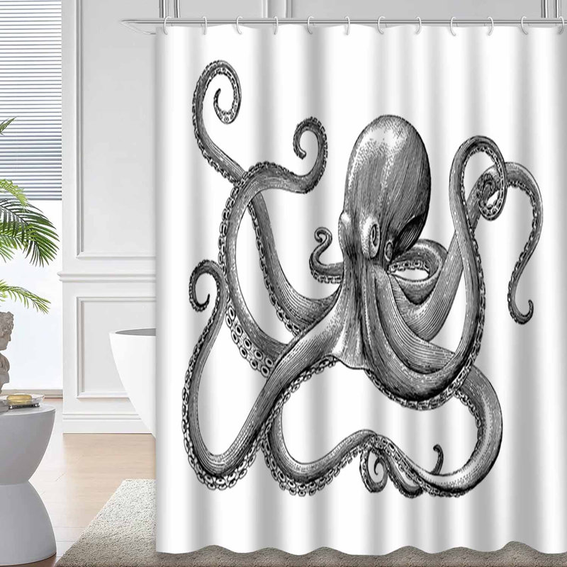 Rideau de douche Octopus, L 72 po x l 84 po