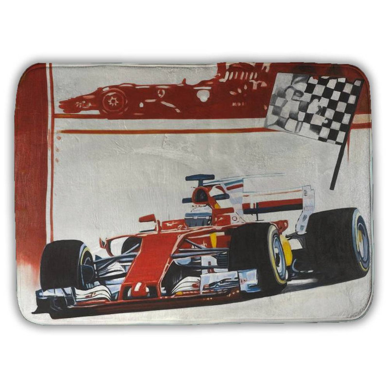 Motorsport Bath Mat with Non-Slip Backing - Quick Dry Memory Foam Bathroom Rug - Absorbent - Modern Plush Spa-Style - Machine Washable