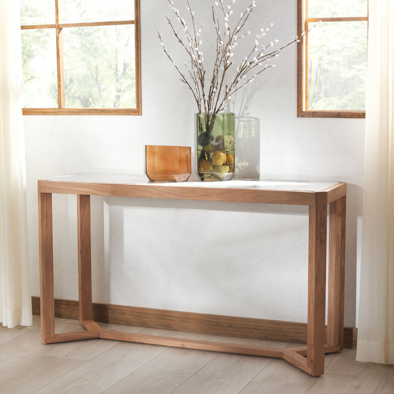 Bernardi Marble Top Console Table, White/Natural
