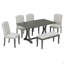 Ensemble de table de salle à manger 6 pièces, table à tréteaux rectangulaire, 4 chaises rembourrées et banc pour salle à manger (gris antique)
