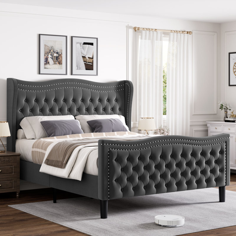 LIFT UP VELVET GRAY  KING  SIZE BED, Gris