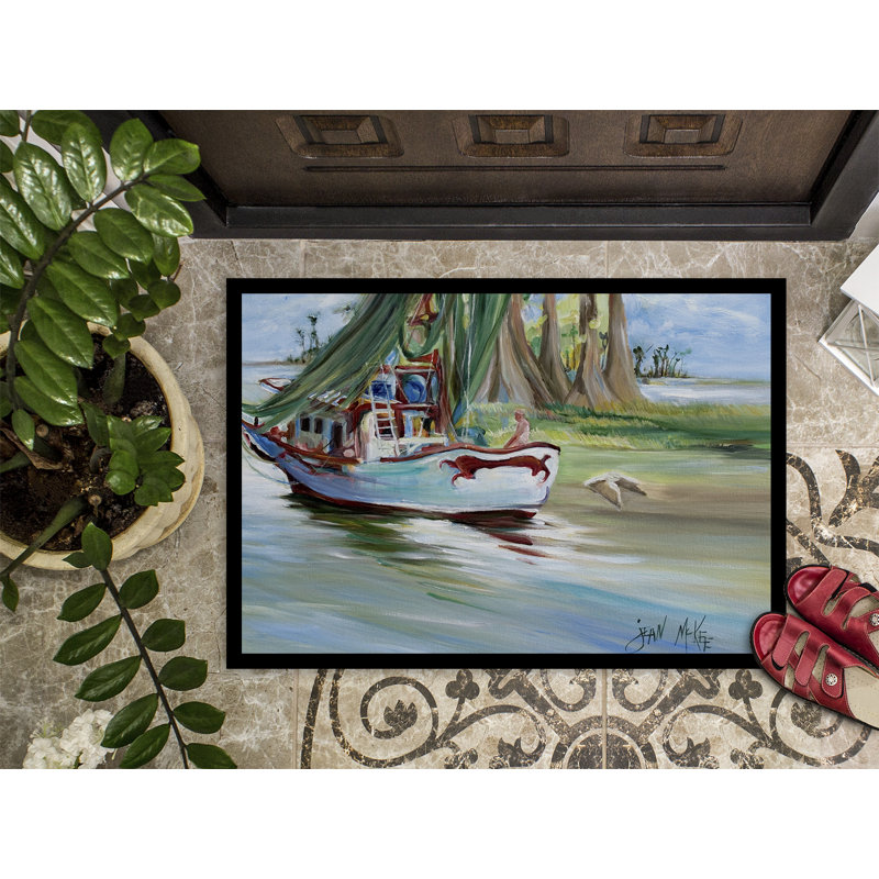 Tapis de porte d’intérieur anti-dérapant pour bateau gris jeannie, Rectangle 2 pi x 3 pi