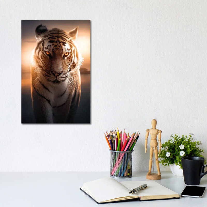 The Glowing Tiger by Zenja Gammer - Print on Canvas, Wrapped Canvas, 20.32 cm H x 30.48 cm W