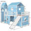 Lit mezzanine simple avec glissade, tente et tour bleues, lit mezzanine pour enfants, amusant et peu encombrant