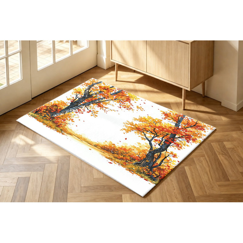 Tapis vibrant Vibrant Autumn Tree Tree, Rectangle 5 pi 3 po x 3 pi 3 po (160 x 100 cm)