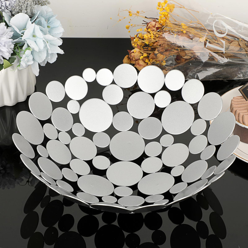 Bol à fruits décoratif en métal, Argent argent