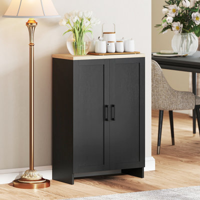 Armoire de rangement Razwana à double porte et tablette réglable, noire