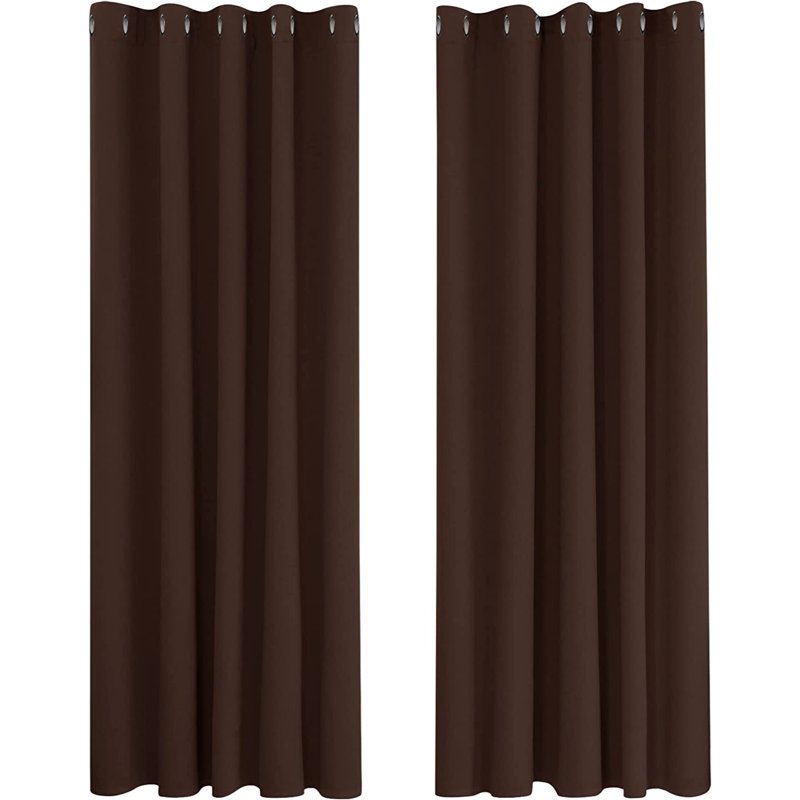 Blackout French Door Curtain Pair, Chocolate, 168 W x 229 D cm