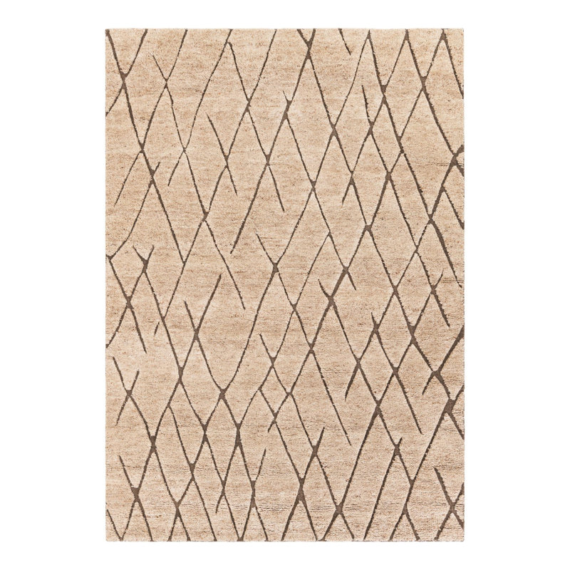Tapis géométrique en laine noué à la main Tureka, Rectangle 6 pi 1 po x 9 pi