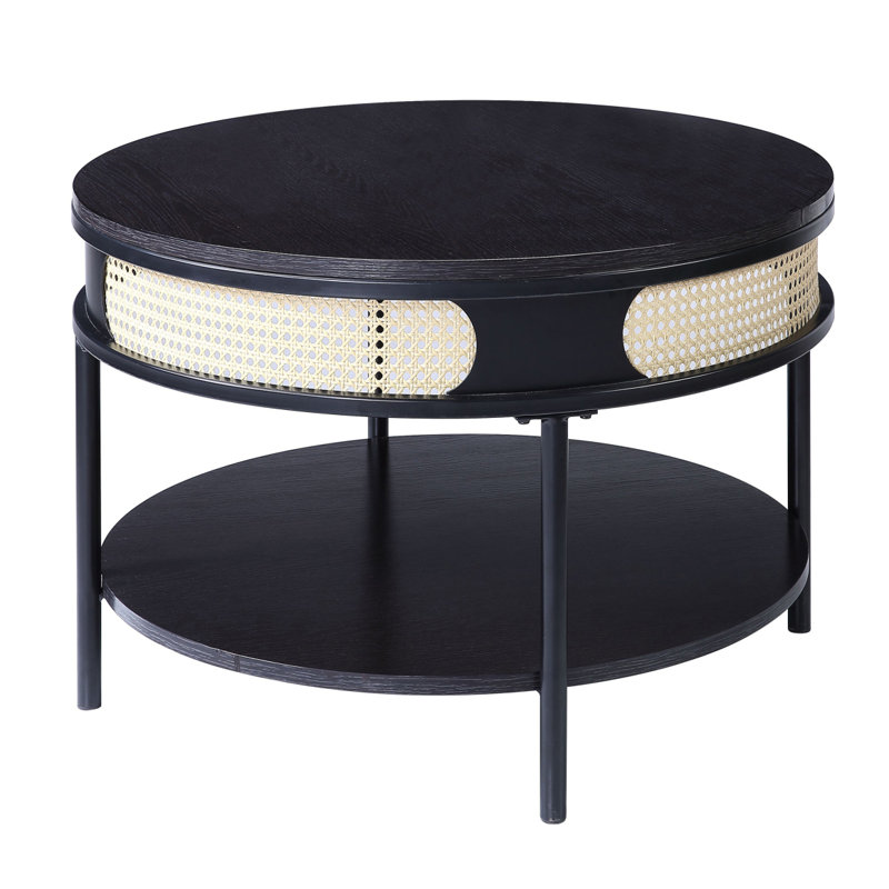 Table basse ronde avec tablette inférieure