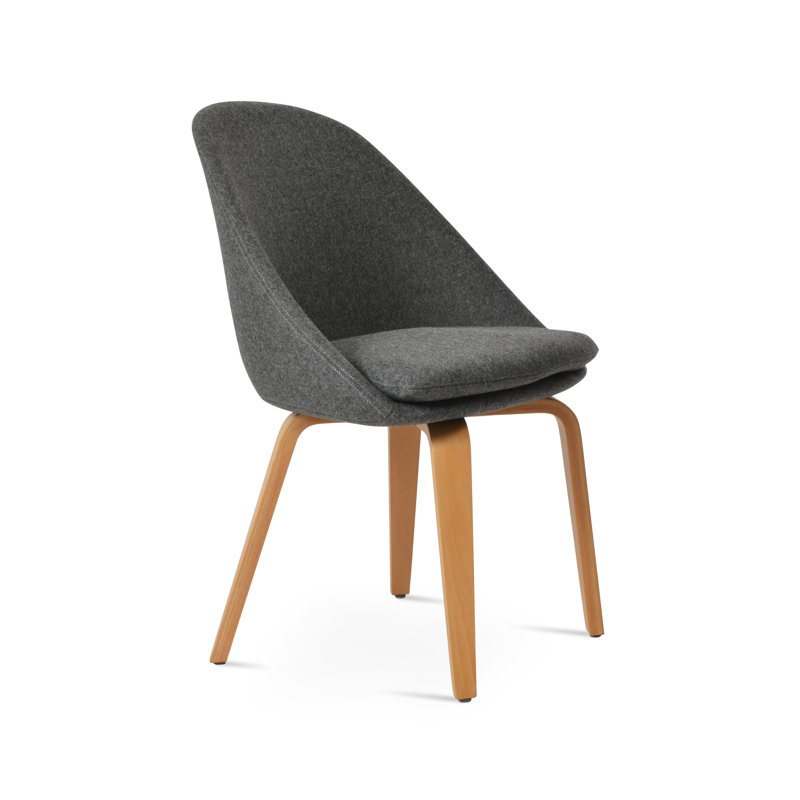 Chaise d'appoint rembourrée en bleu, Gris foncé, Naturel