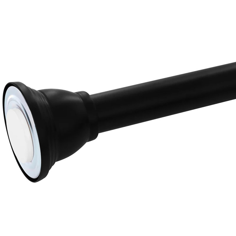 42"-72" Matte Black Metal Shower Curtain Tension Rod Rust Resistant Non-slip
