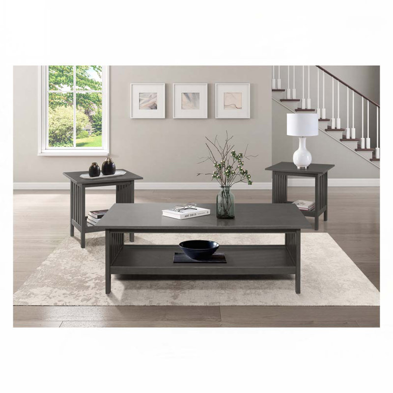 Ensemble de tables basses avec plateau en bois de style classique