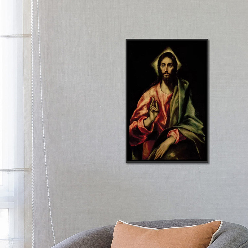 «Christ Blessing» par El Greco, reproduction d'art sur toile tendue, H 18 po x l 12 po x P 1,5 po, Toile tendue, Pas de tapis