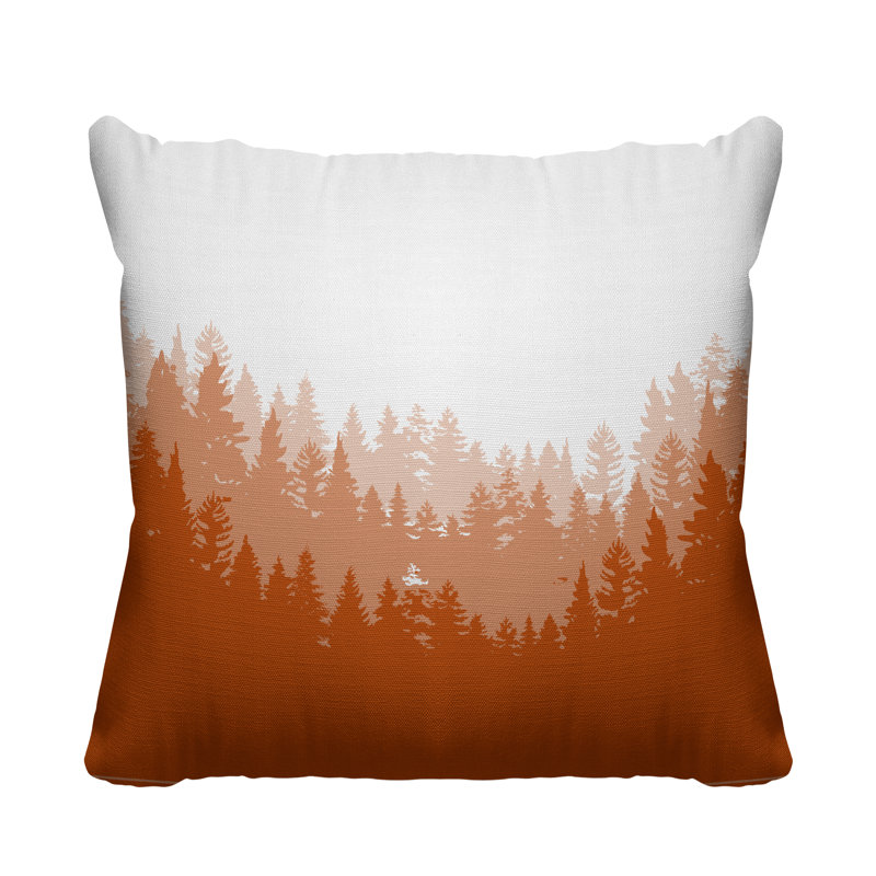 Coussin intérieur / extérieur Pine Trees Cabin, Orange, 19 po x 19 po, Carré