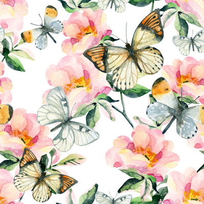 Wolverton Butterfly Seamless Pattern by Tanya Syrytsyna - Wrapped Canvas Painting
