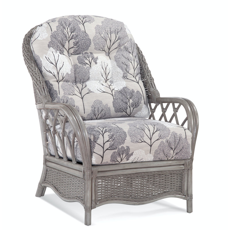  Everglade Rattan Arm Chair, Gray Sugar Performance; 0863-84, Sea Glass