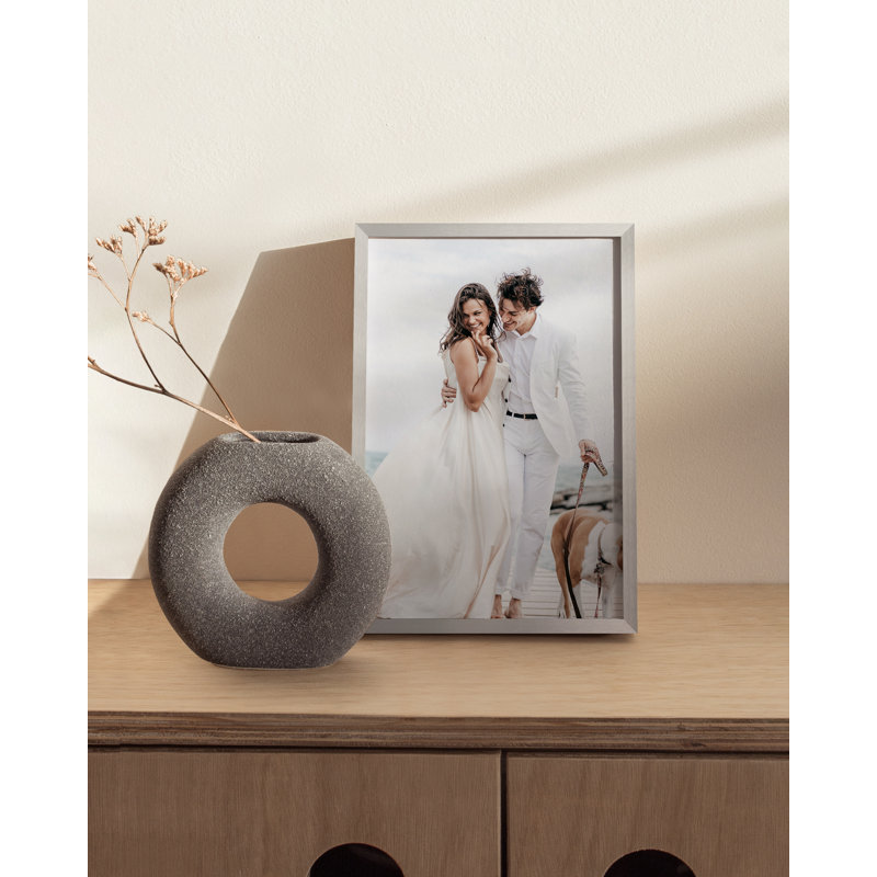 Cadre photo en métal avec verre, Argent, L 4 po x H 6 po