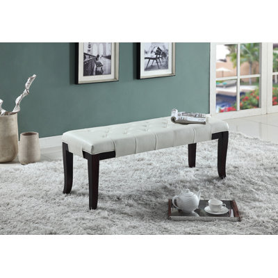 Tufted Bench, Faux Leather, White by Lark Manor
