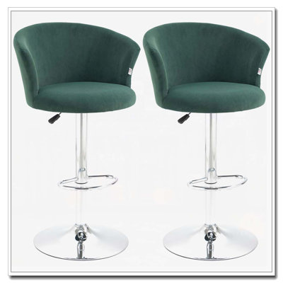 Ensemble de 2 tabourets réglables, tabouret de cuisine rembourré en velours