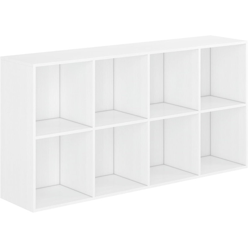 Hokku Designs Shoe Rack, 8 Compartment Open Storage Display Shoes Organizer FSSR017, Ivory White