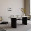 Table de salle à manger ovale noire en bois massif-108073094