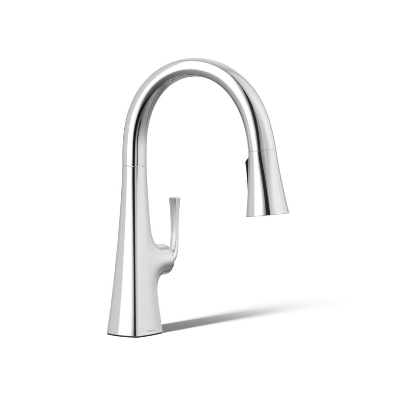 Graze Pull-Down Kitchen Sink Faucet with Three-Function Sprayhead, Polished Chrome