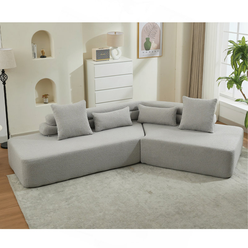 Canapé modulaire rembourré 128 po 128 po, Gris clair