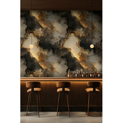 Papier peint or moderne beige