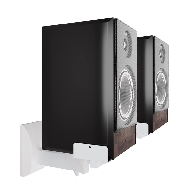 24.1cm Dual Side Clamping Bookshelf Fixed Height Speaker Stand Wall Mounting Bracket Adjustable For Large Surrounding Sound Speakers, Hold Up To 25Kgs (2 Packs)