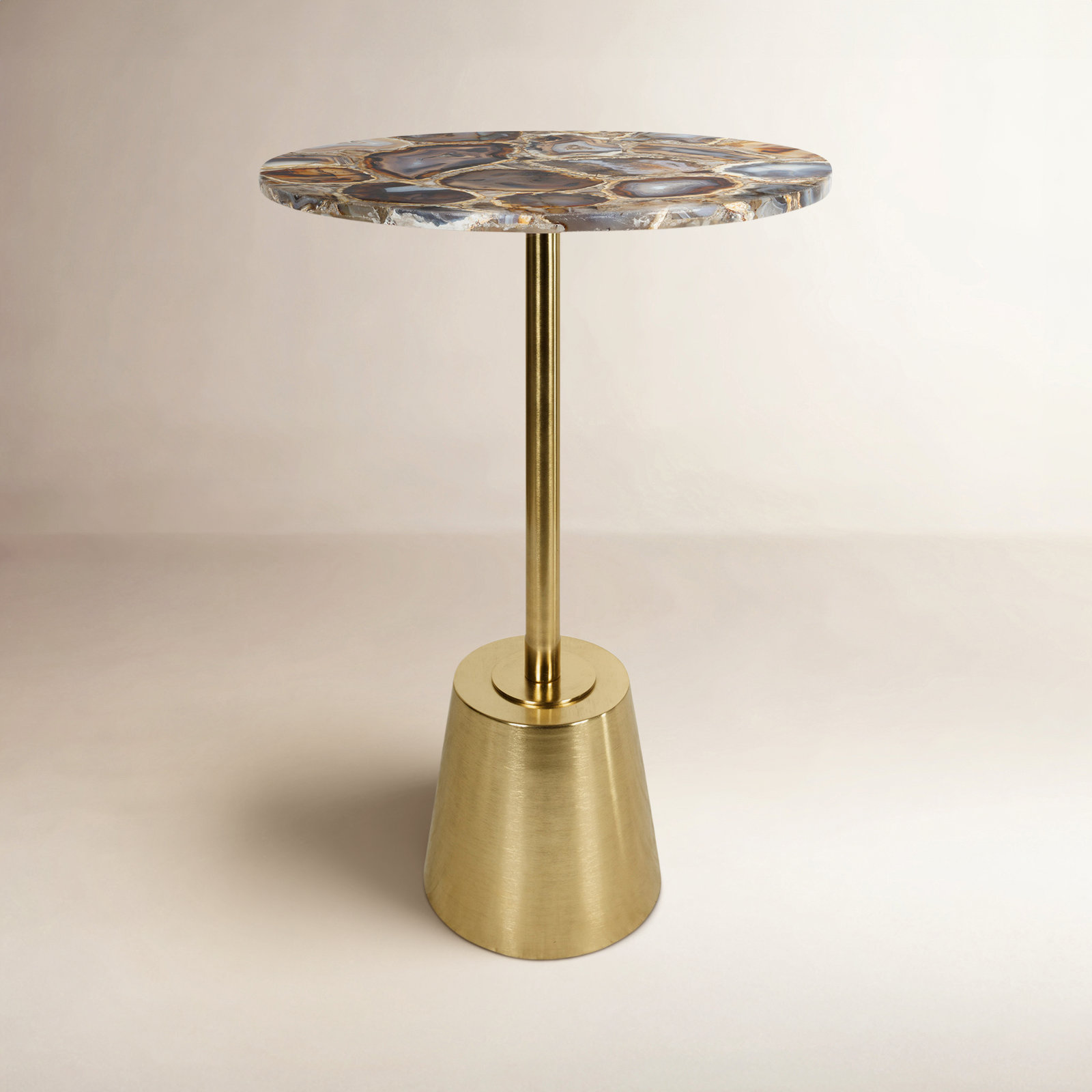Cemil End Table, Gold, Black, 23.25" H x 14" W x 14" D