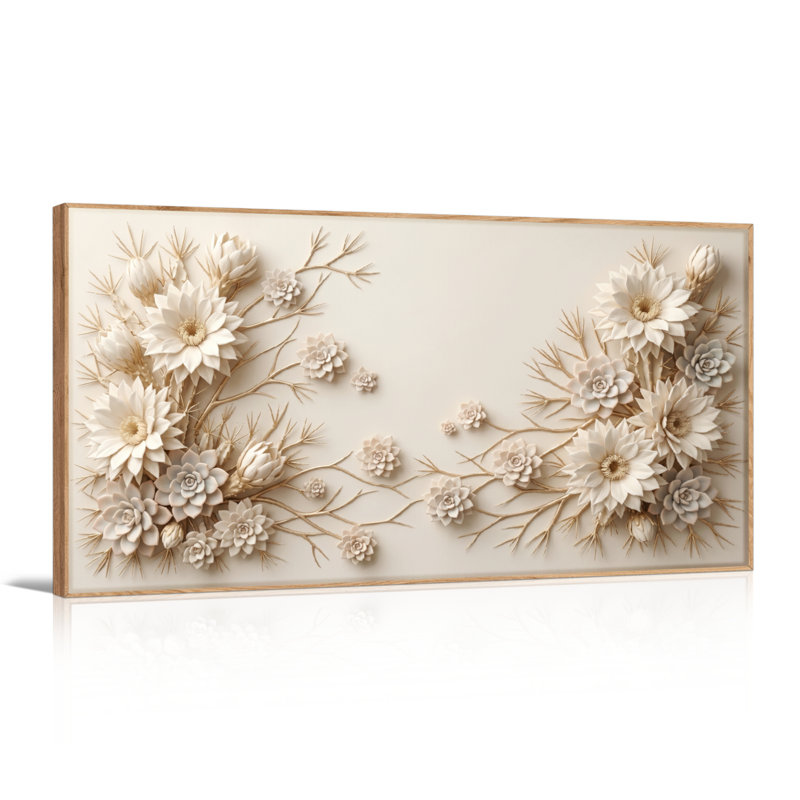 Ensemble de 1 toile murale à motif floral, L 40 po x H 20 po, Naturel