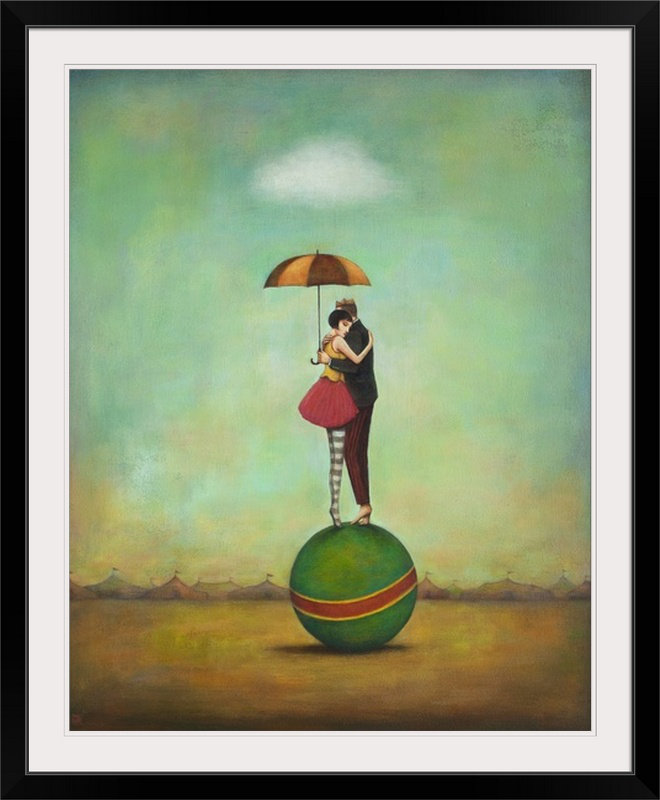 « cirque amour », reproduction d’art Duy Huynh, H 32 po x l 26 po x P 1 po, Cadre noir