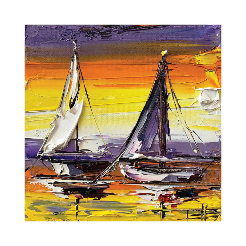 Tangerine Sunset 1 Piece Wrapped Canvas Painting, 30.48 cm H x 30.48 cm W