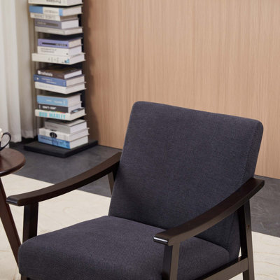 Fauteuil rembourré d'inspiration médiévale avec dossier haut, pieds en bois massif, pour le salon ou la chambre à coucher