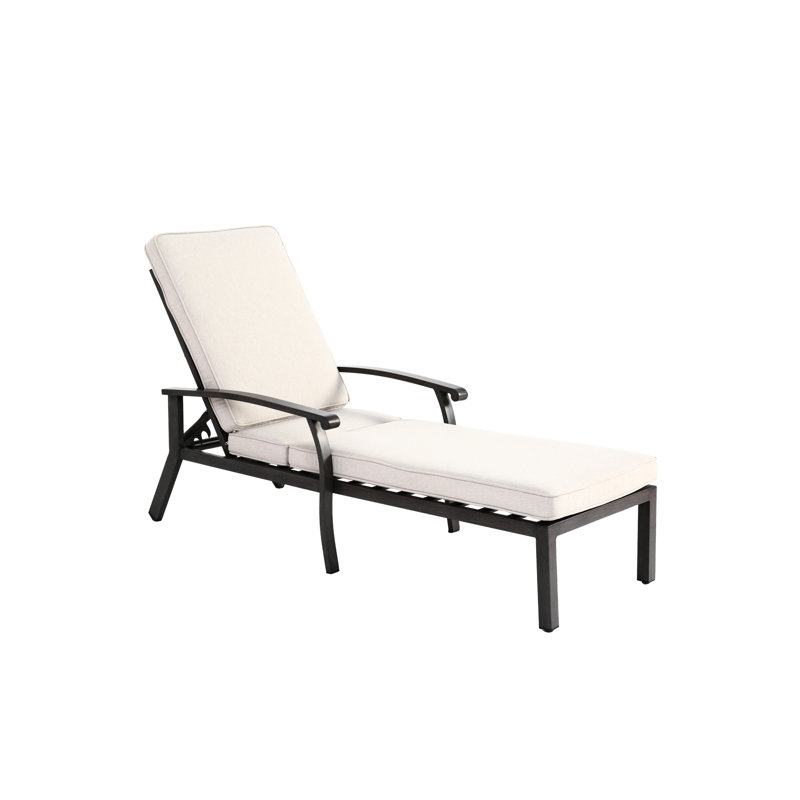 Adjustable Aluminium Cast Lounge Chair In Beige With Cross Weave And Rolling Wheels, Material, Package Depth 41.73 In, Width 24.41 Height 12.99 Weight 40.79 Lb , Weave,