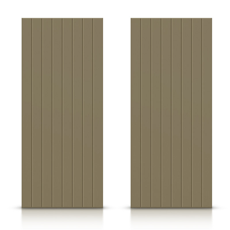 Portes de placard coulissantes à panneaux en bois manufacturé, Vert olive, 72 po x 96 po
