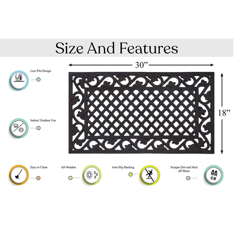 Wrought Iron Grey 18 in. x 30 in. Door Mat