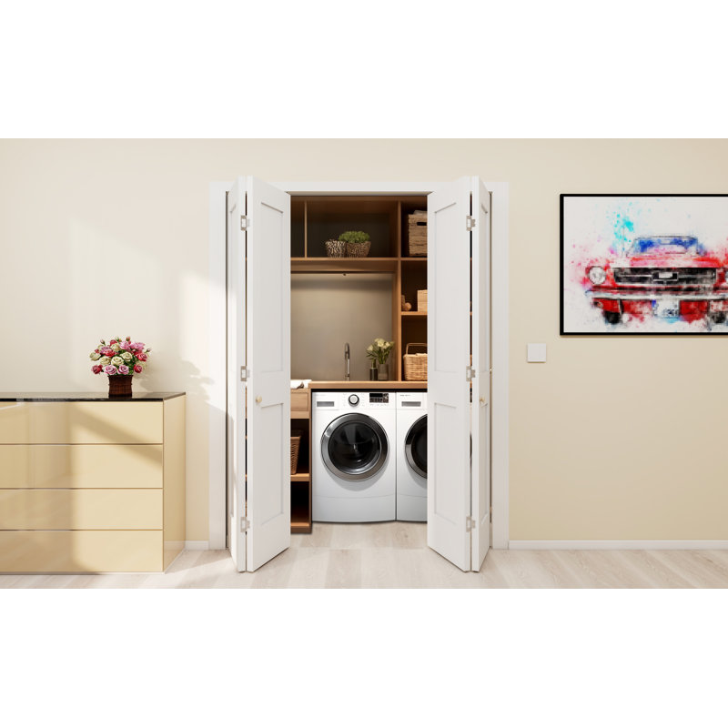 Porte de garde-robe intérieure pliante à 2 panneaux en bois massif, 30 po x 80 po