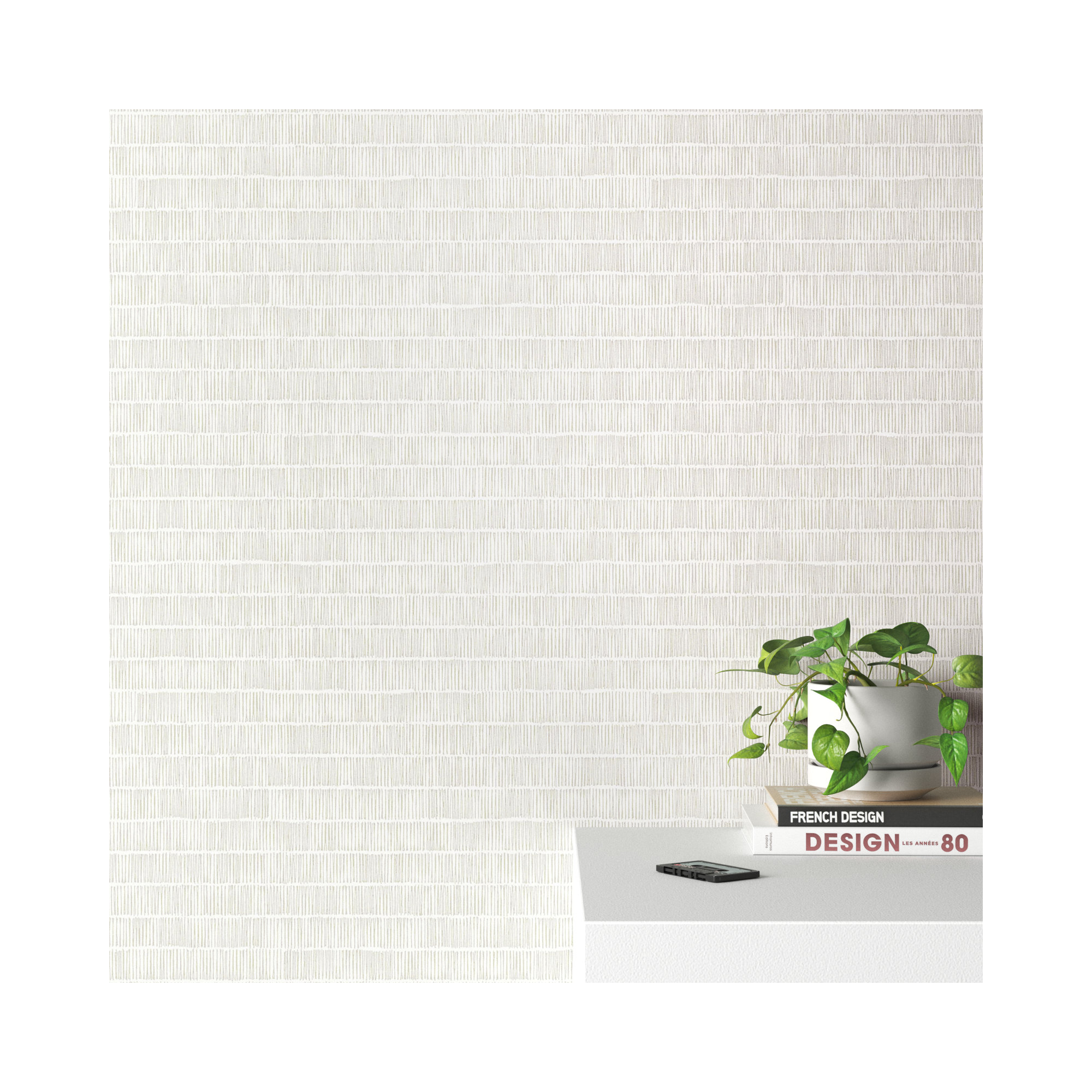 Williamsburg Striped Wallpaper, White/Cream