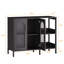 Buffet Buffet, armoire de rangement en bois avec portes en verre, deux poignées en métal-106444539