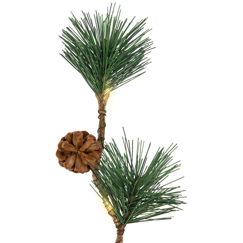 Pre-Lit B/O Pine Needle And Pinecone Christmas Garland - 4.5' - Warm White Lights