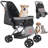Pet Stroller Foldable 4 Wheels Travel Dog Stroller Reversible Handle up to 44lbs