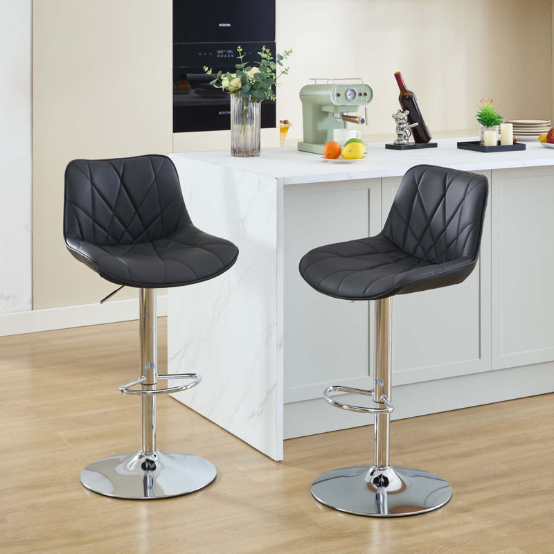 Tabourets de bar à hauteur de comptoir, tabourets de bar à hauteur réglable pour îlot de cuisine avec dossier, ensemble de 2