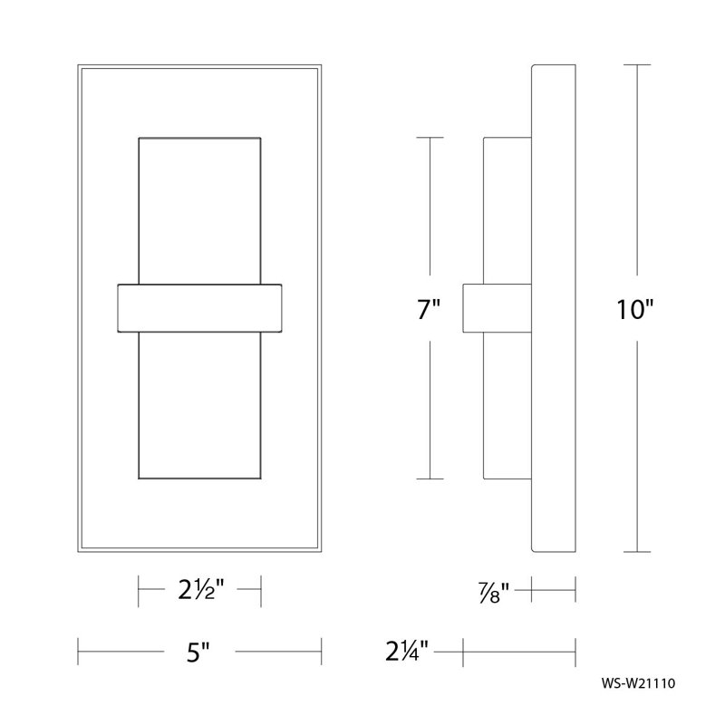 Bandeau LED Wall Light, 10" H x 5" W x 2.25" D, 3000K